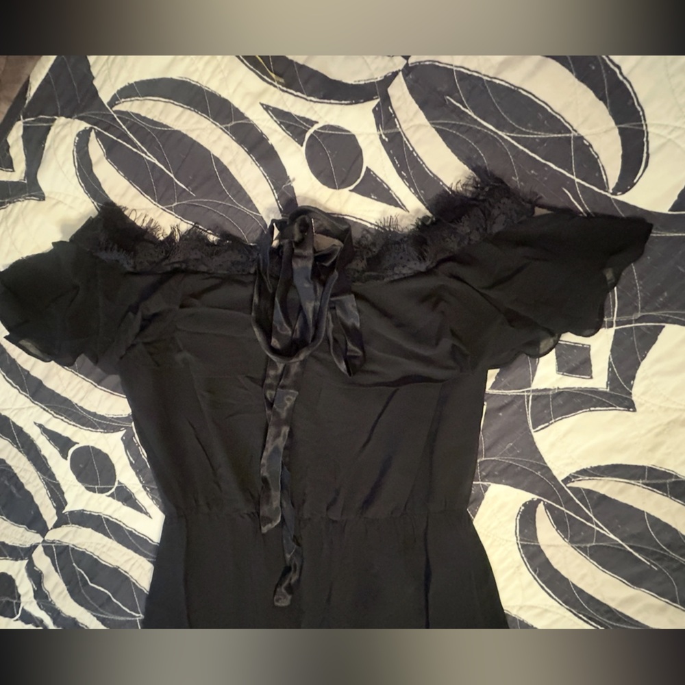NWT NANETTE LEPORE Modern Glam Black Ruffle Off The Shoulder Maxi Dress - Picture 6 of 11